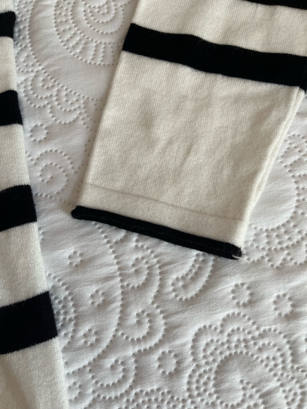 Vila Milano Striped Boatneck Button-Shoulder Sweater - White/Black Super Soft - Picture 7 of 10